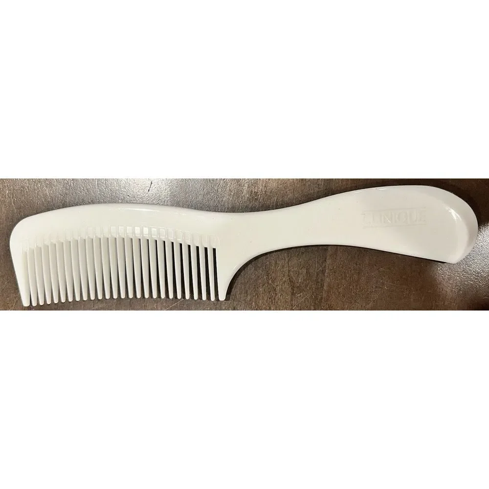 Vintage Clinique Hair Comb Wide Tooth w Handle Detangling White 9